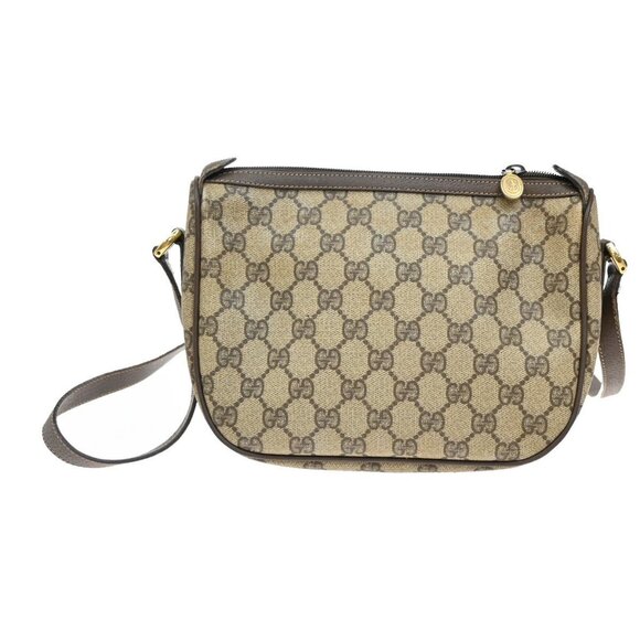 GUCCI Logo Sherry GG Pattern Shoulder Bag PVC Leather Brown GHW Italy - Picture 3 of 13